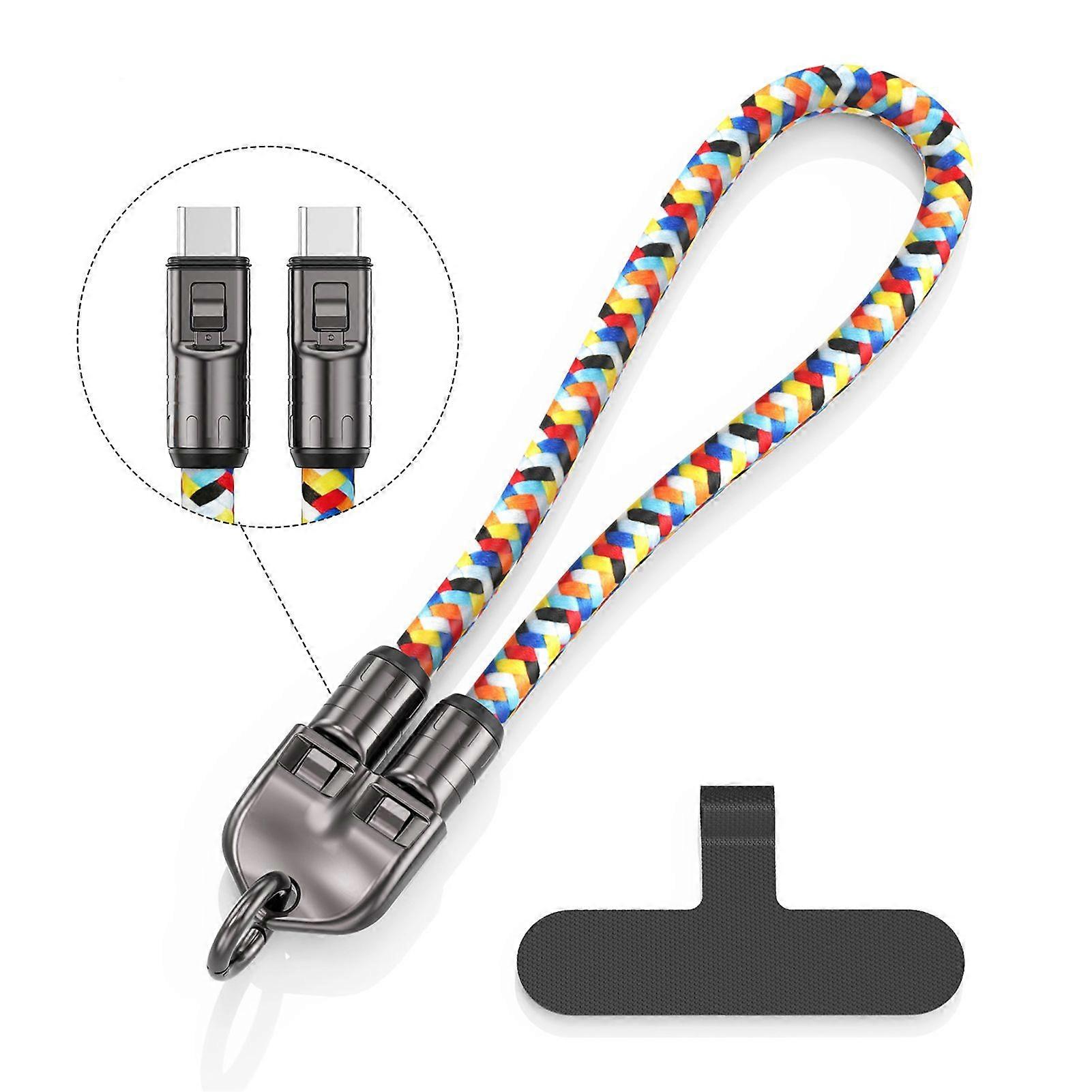 240W USB C Fast Charging Cable 2 In 1 Mobile Phone Lanyard Charger Data Cable for Android iPhone Smartphones