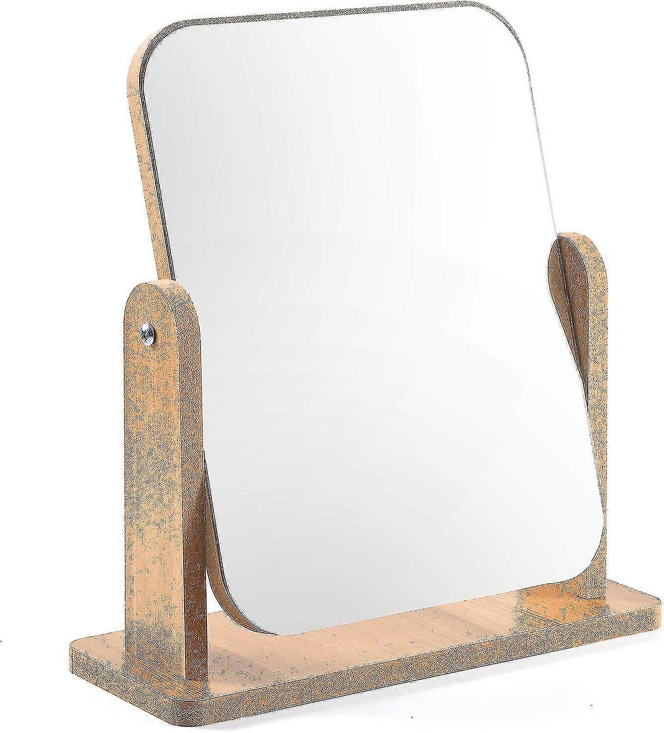 Miroir de maquillage en bois, rotation carrée à 360 degrés, base en bois massif, taille parfaite