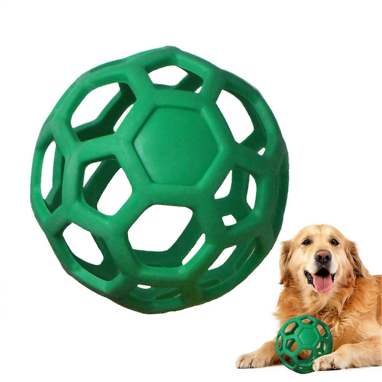 Dog Play Ball - Elastic Interactive Rubber Ball for Pets | High-Bouncing Indoor Outdoor Fetch Training Toy, Green