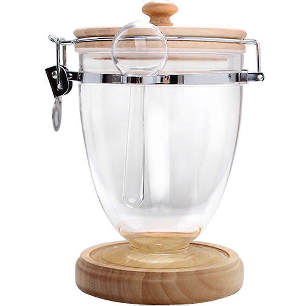 Tea Container with Spoon for Loose Leaf Tea and Bags Airtight Plastic and Metal Jar for Home Use 7.5 x 4.3 Inches