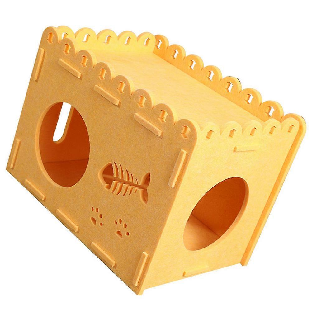 Yellow Felt Cat Scratching House Detachable and Breathable for Indoor Outdoor Use