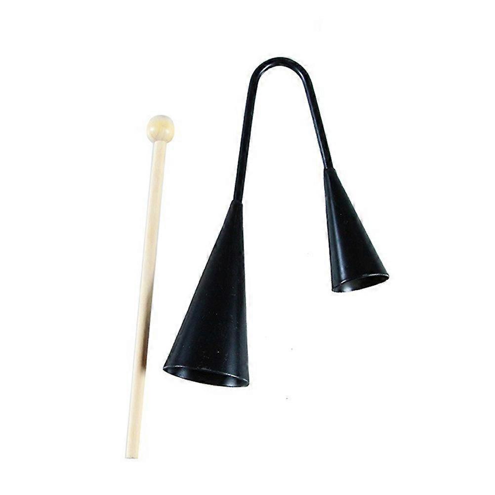 Jingle Bells Instrument Agogo Bell Children Handheld High Pitch Latin Music 22 X 15 X 5 Cm Metal And Wood 1Set