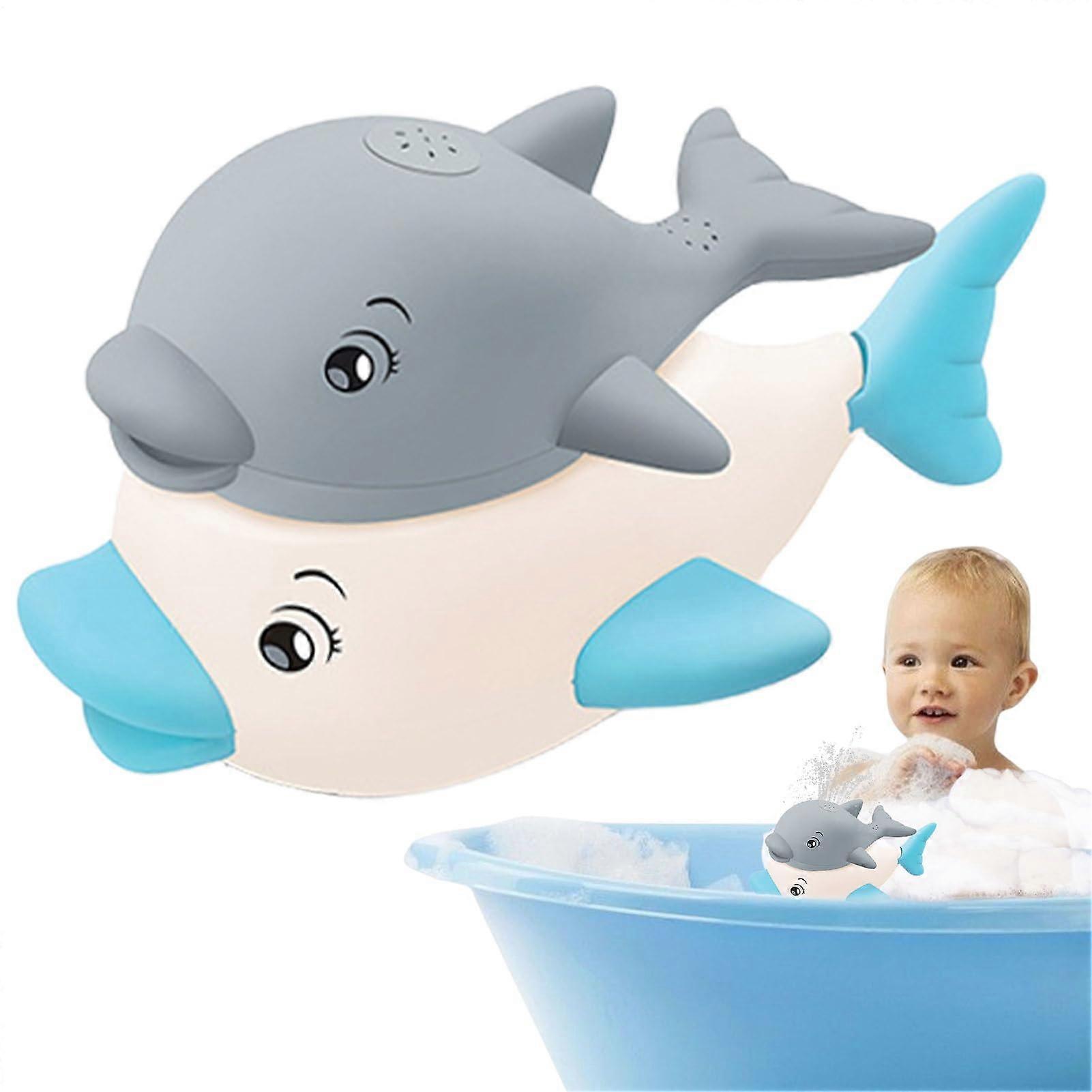 Bath Sprinkler Toy with Music Light Learning Toy for Travel, Pool, Water Fun Grey Base