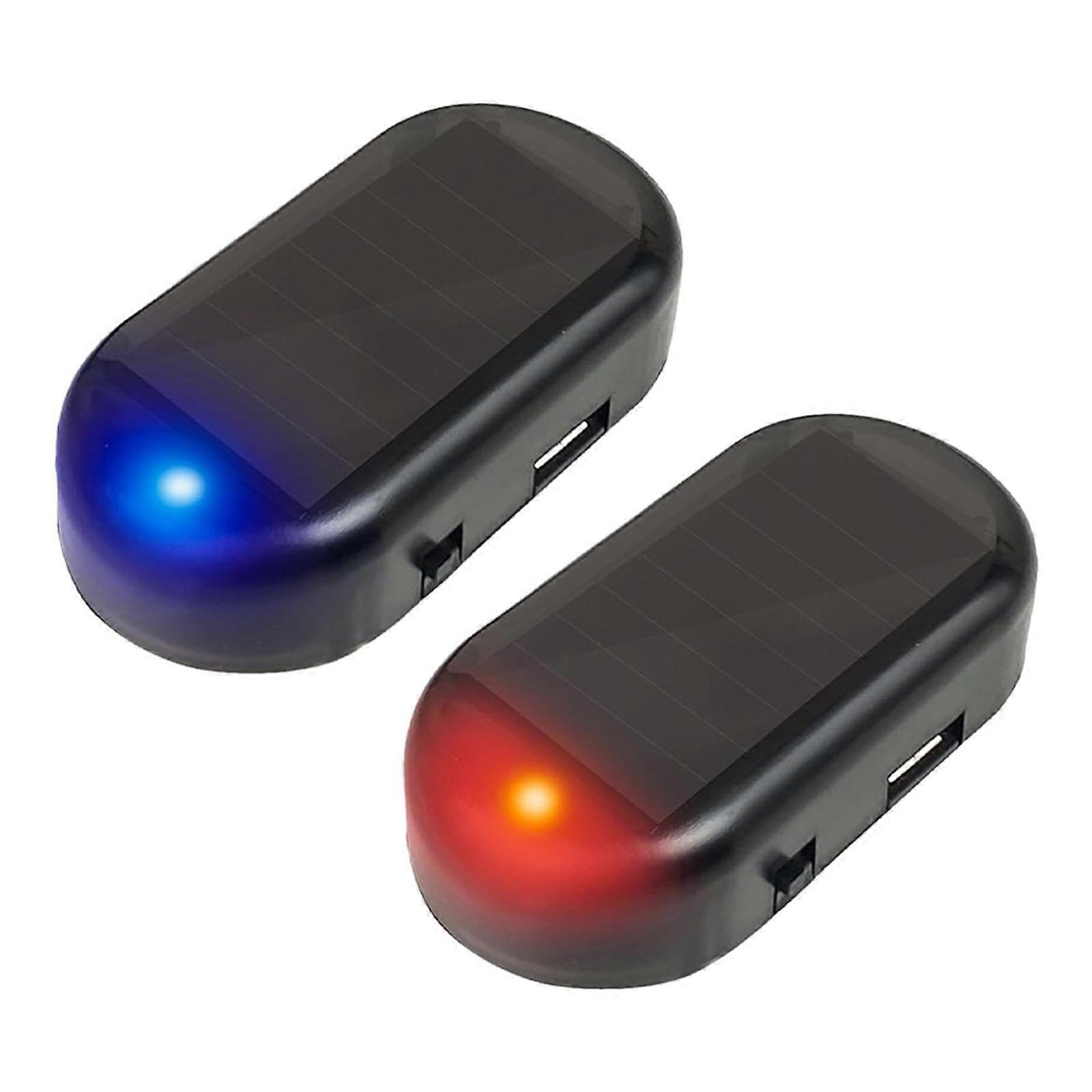 Car Alarm System, Solar-Powered Dummy Alarm, Anti-Theft Flashing Lamp, Security System Accessory, Pack of 2