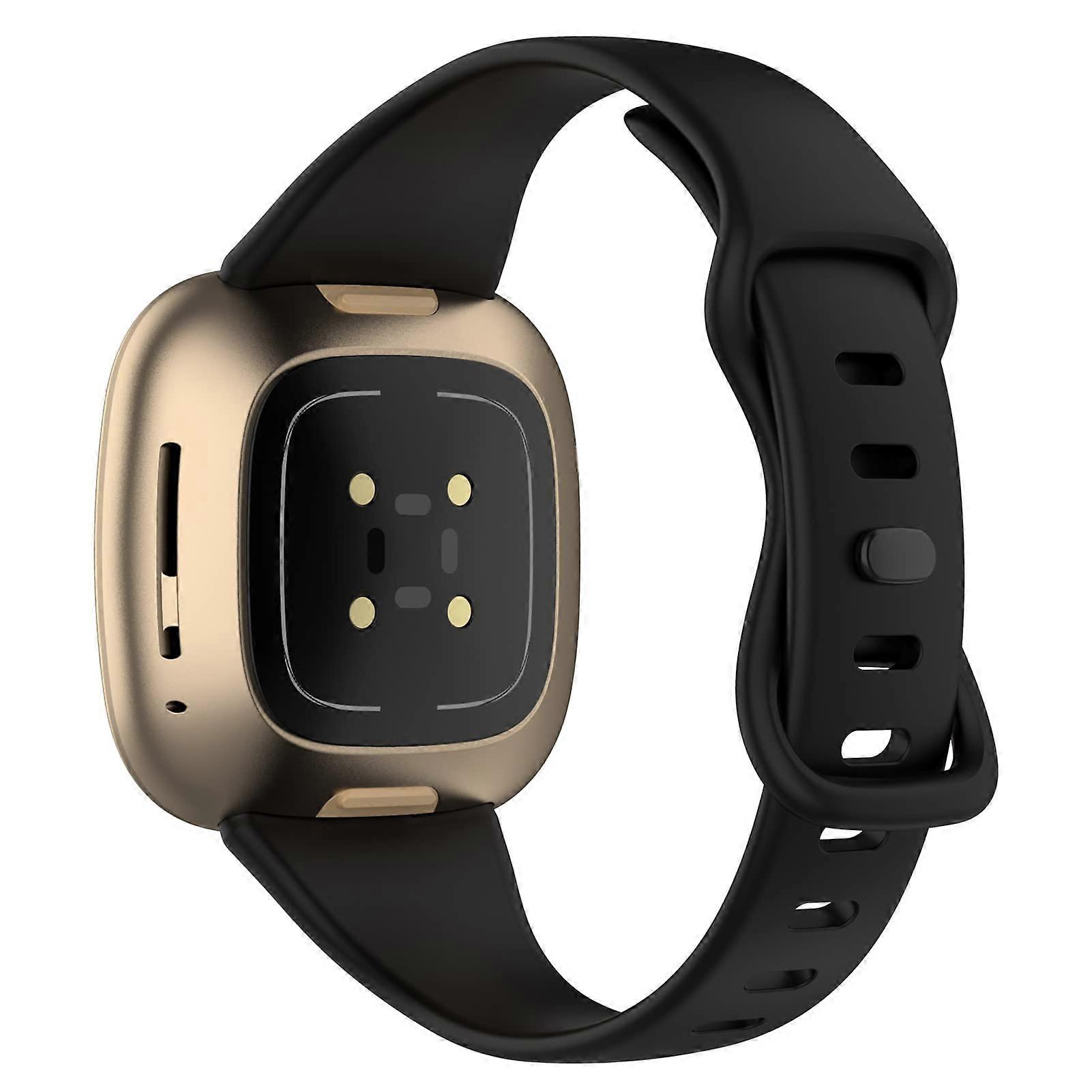 Compatible for Fitbit Versa4 Replacement Band, Replacement Silicone Wristband, Soft and Durable Large Size, Stainless Steel, Created Quartz