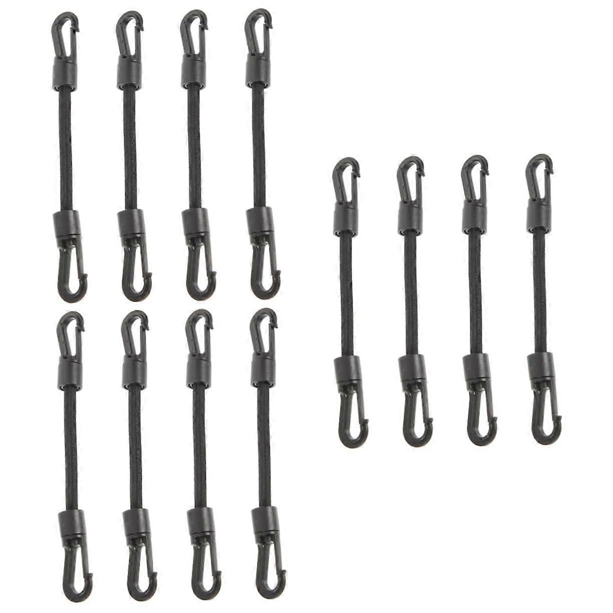 3 Sets Kayak Elastic Rope Kit with Adjustable Lifting Straps, Tarpaulin Poles, Bungee Straps, and Tent Pegs - Black Pom