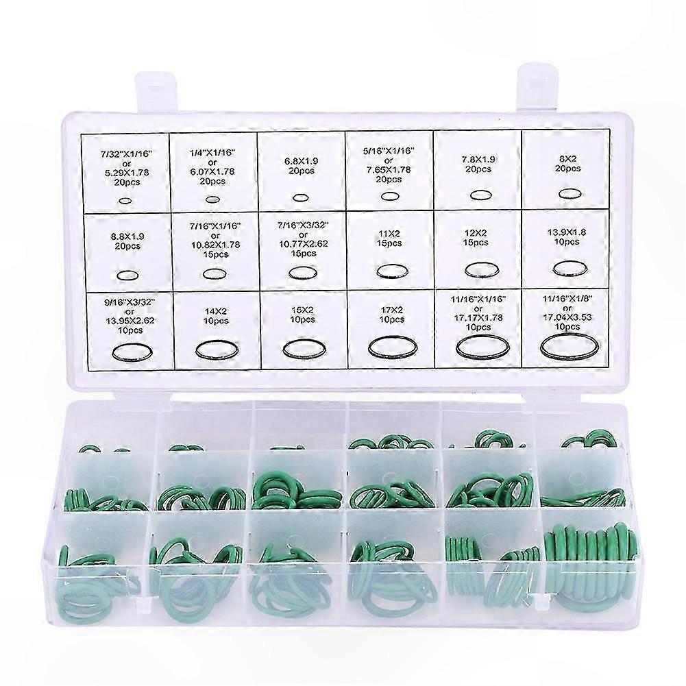 270Pcs Assorted Green Rubber O-Ring Seals for Car AC Compressor Washer Gaskets