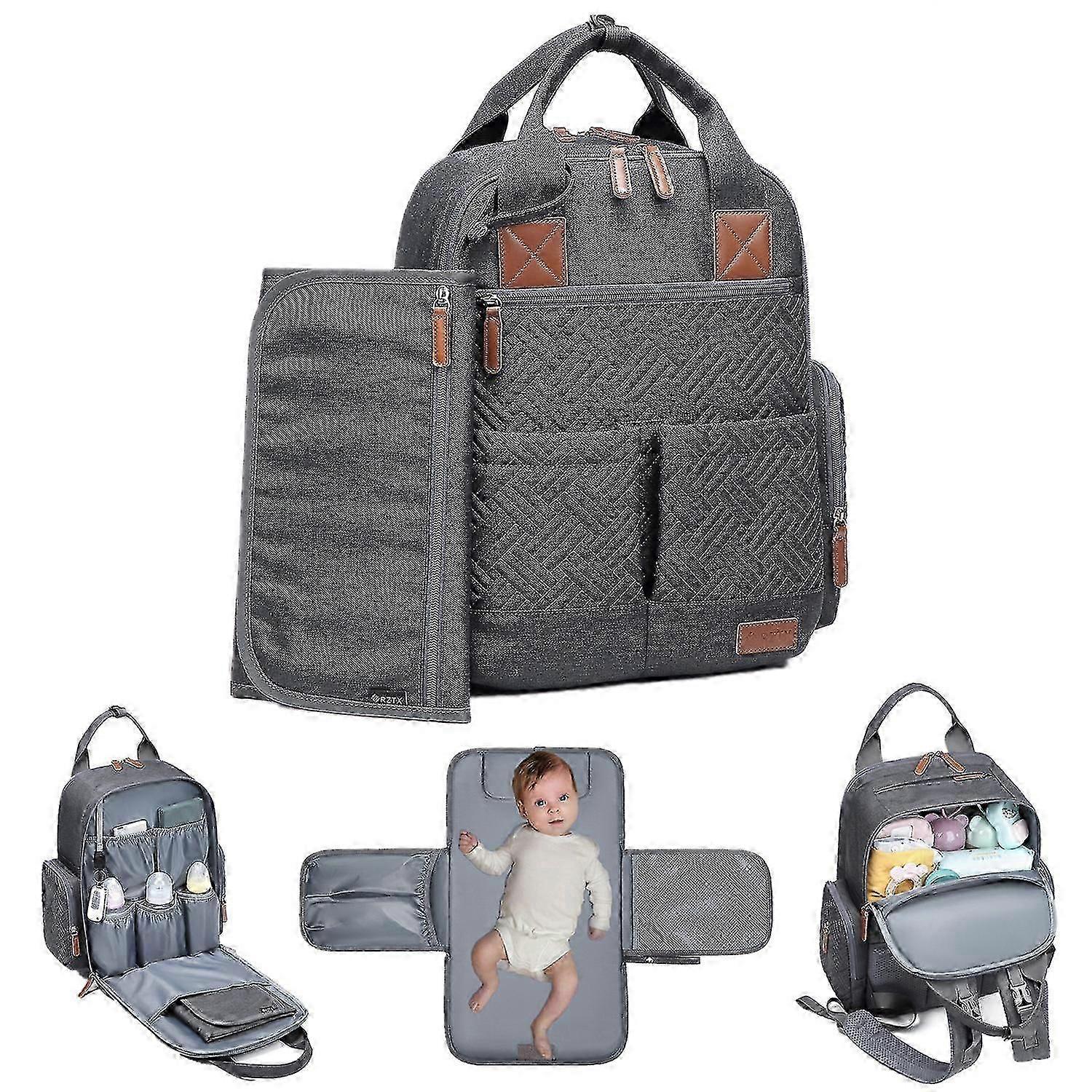 Diaper Backpack Baby Diaper Bag With Portable Changing Pad Stroller Straps Multifunctional Travel Bag