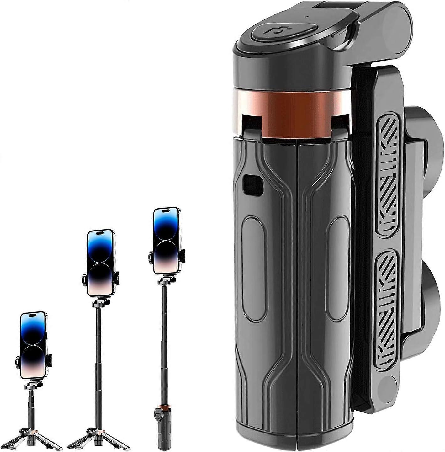 Rotating and retractable pocket tripod with detachable remote control for iPhone  Samsung