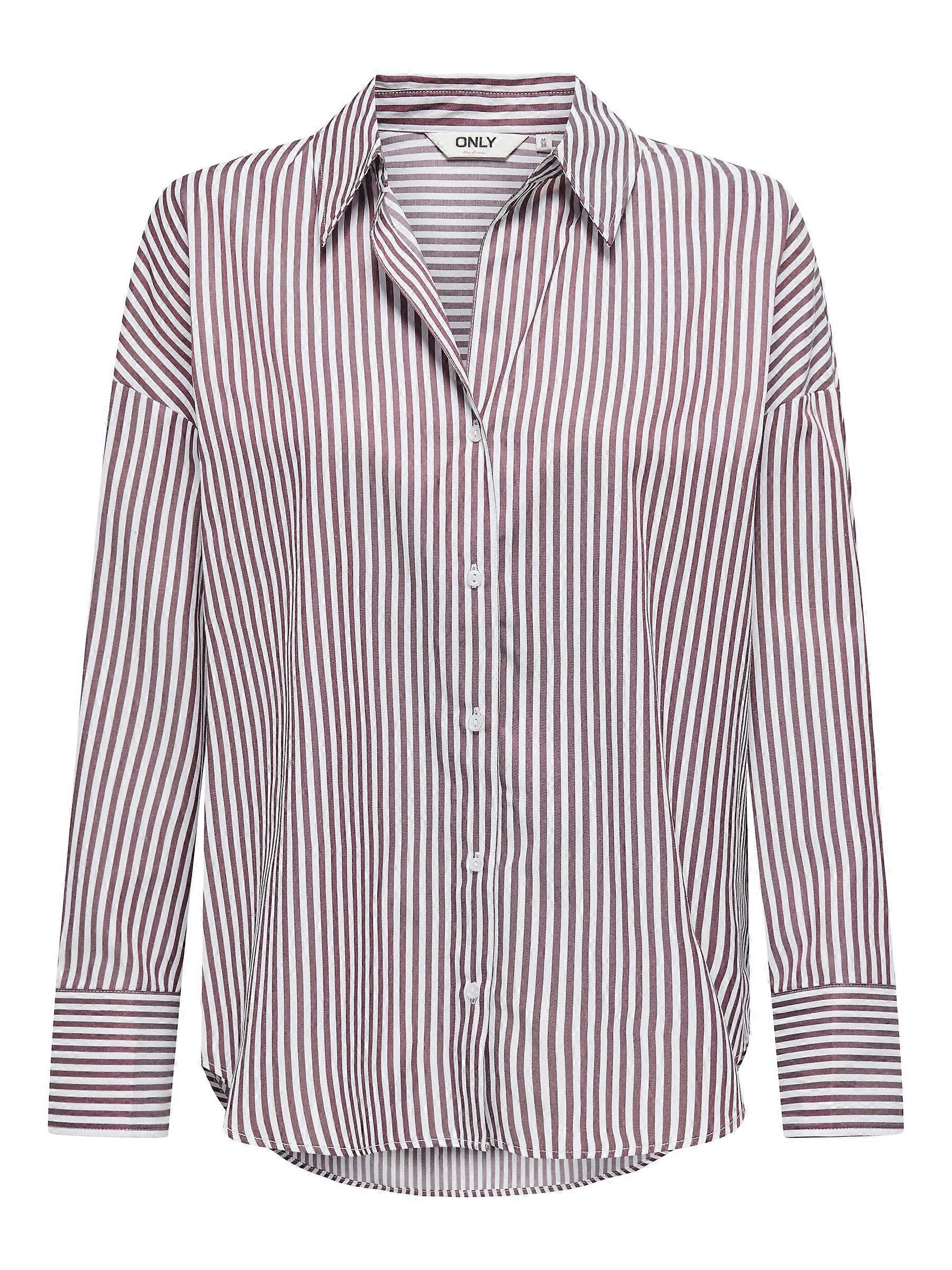 ONLY damesblouse met gestreept patroon en knoopsluiting, blouseshirt met lange mouwen