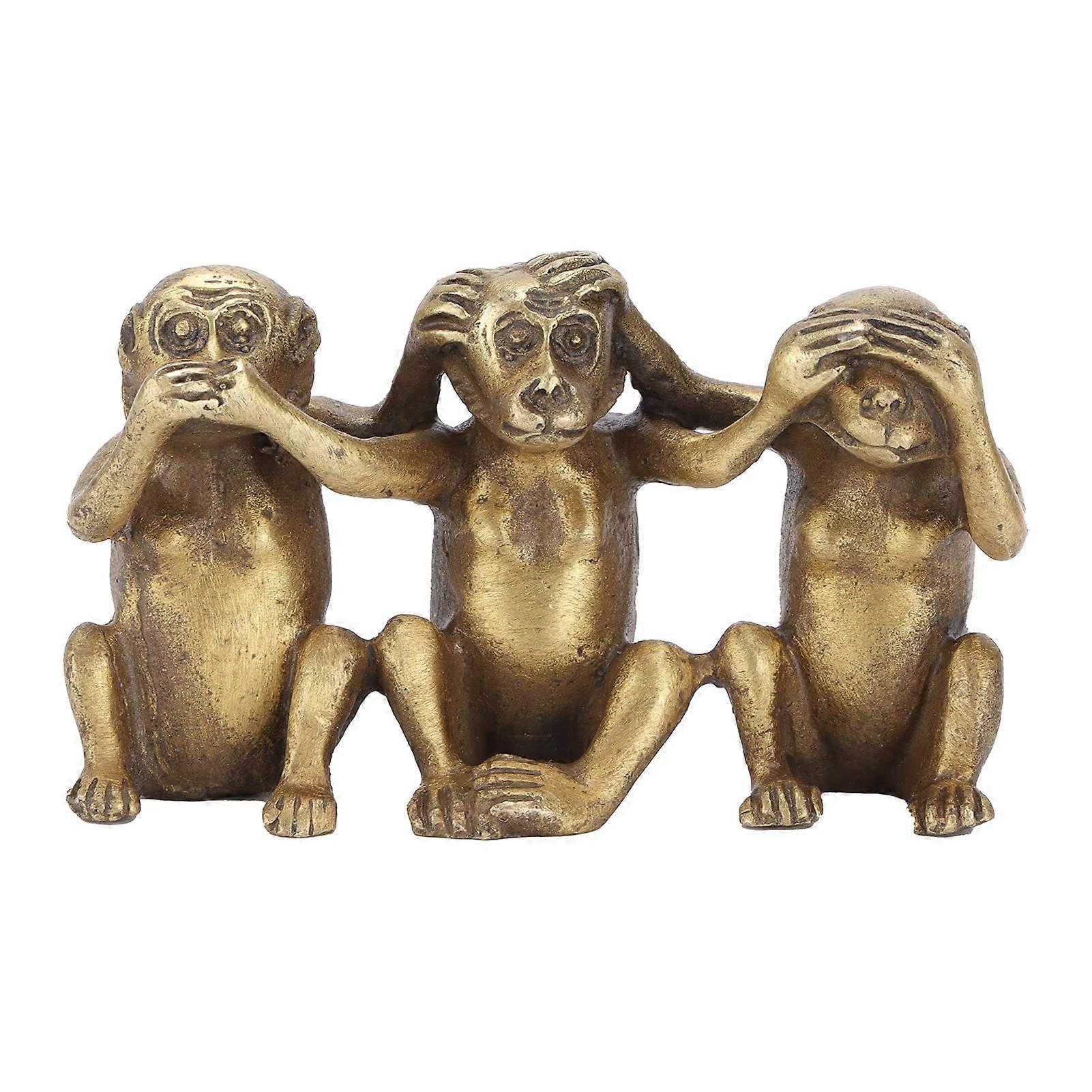 Wise Monkey Statues, Enhance Home  Office Decor, Unique Gift Idea, Brass Ornaments