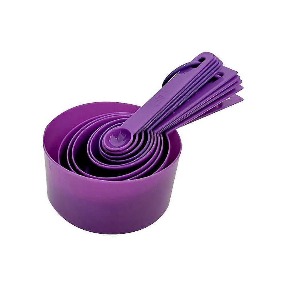Plastic Measuring Cups and Spoons Set - 10 Pcs Purple Kitchen Measuring Scoops for Liquid and Dry Ingredients