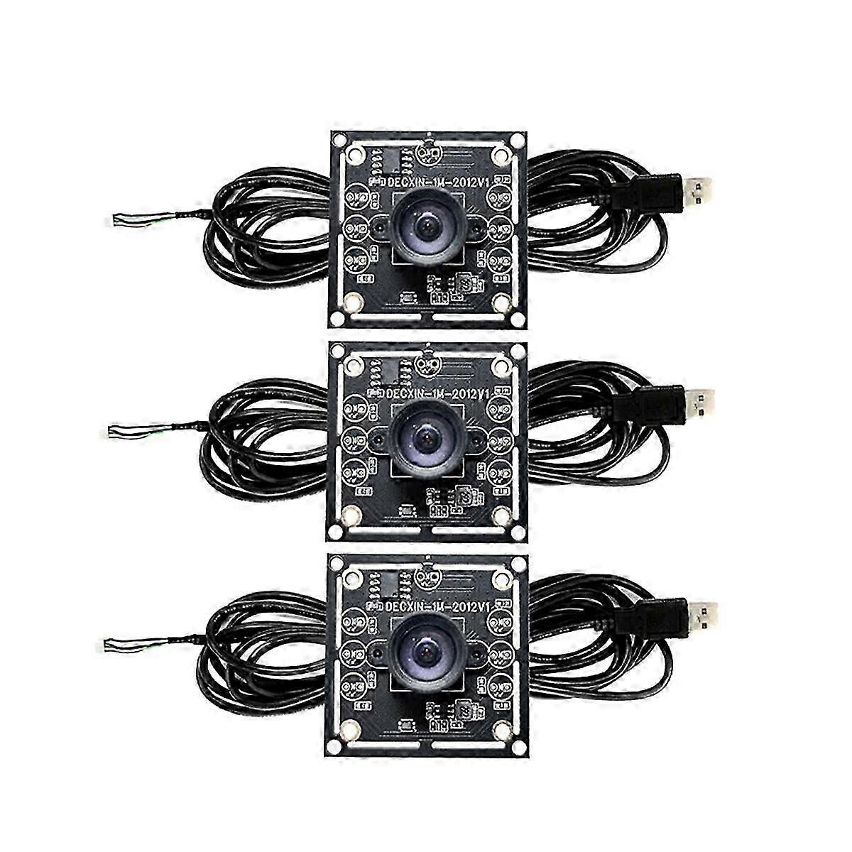 3PCS 100 Degree Camera Module with 1MP OV9732 Sensor, USB Connection, Manual Focus and 2 Meter Cable