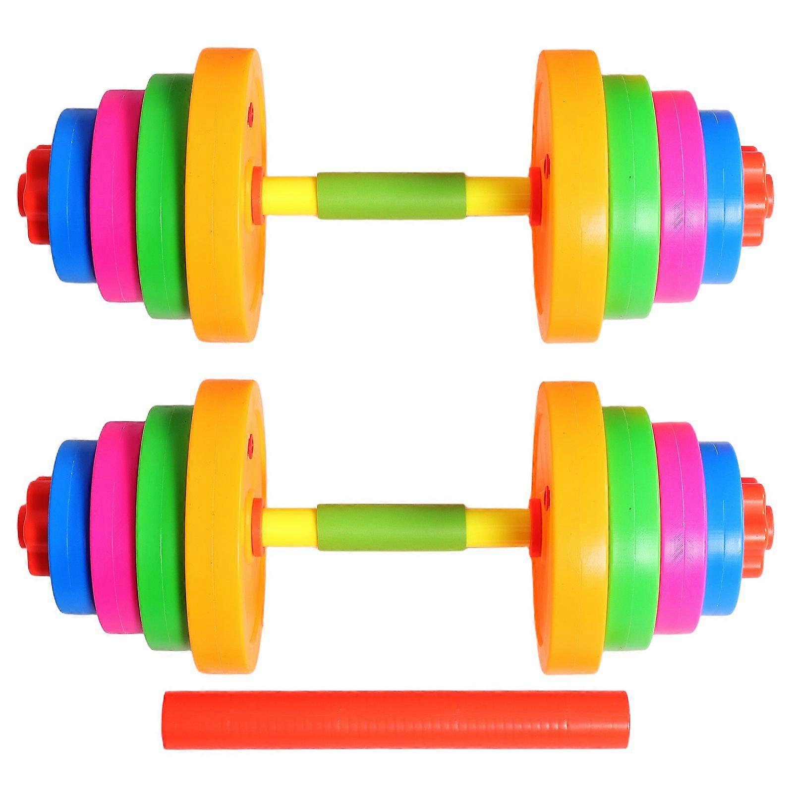 2pcs Kids Exercise Weight Toy Kids Adjustable Barbell Hand Dumbbell Exercise Barbell For Gym Workout Pretend Play Equipment Fitness Sport Toy