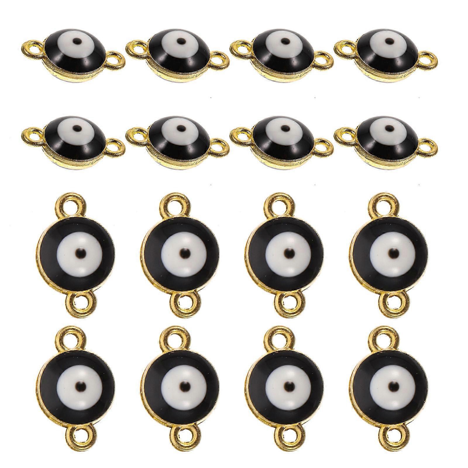 Evil Eye Charms Round Alloy Pendants for Party Decoration Diy Jewelry Black 40Pcs
