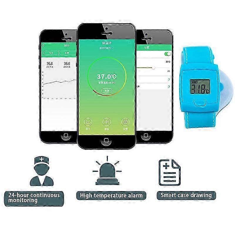 Digital Baby Intelligent Bluetooth Thermometer Smart Fevers Temperature Bracelet LCD Display for Kids Adults