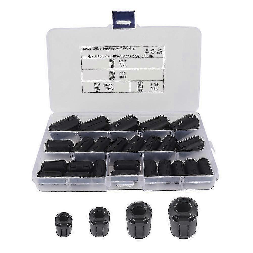 25 Pcs Ferrite Core Ring Choke Noise Suppressor Filter for Power Cable Cord EMI RFI Reduction