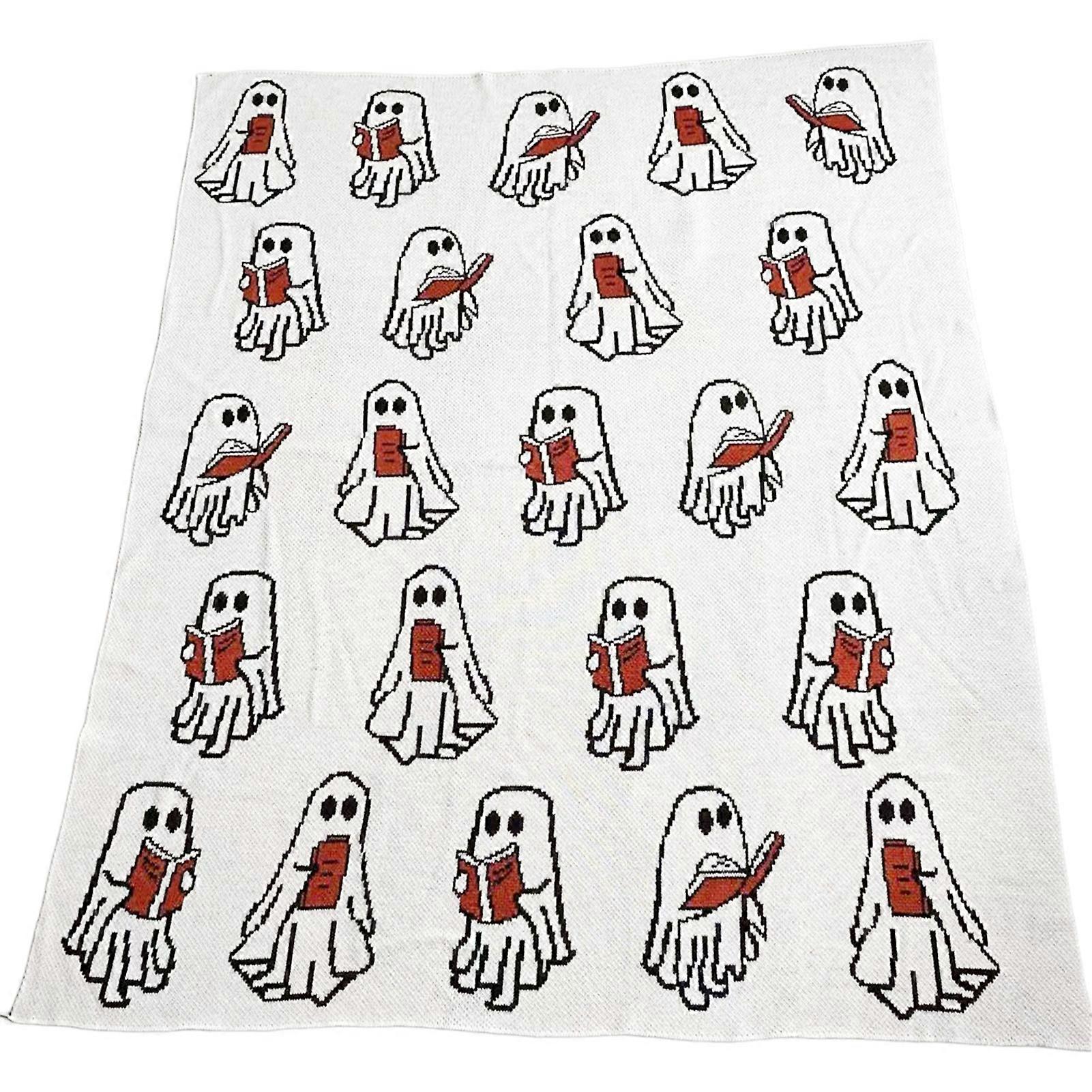 Ghost Reading a Book Throw Blanket 130x50cm, Cozy Soft Throw Blanket for Couch, Sofa, Bed - Spooky Gift for Adults Kids