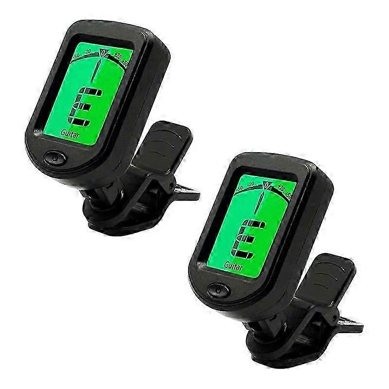 Clip-on guitar tuner for acoustic/electric guitar with chromatic tuning modes (2 pack)
