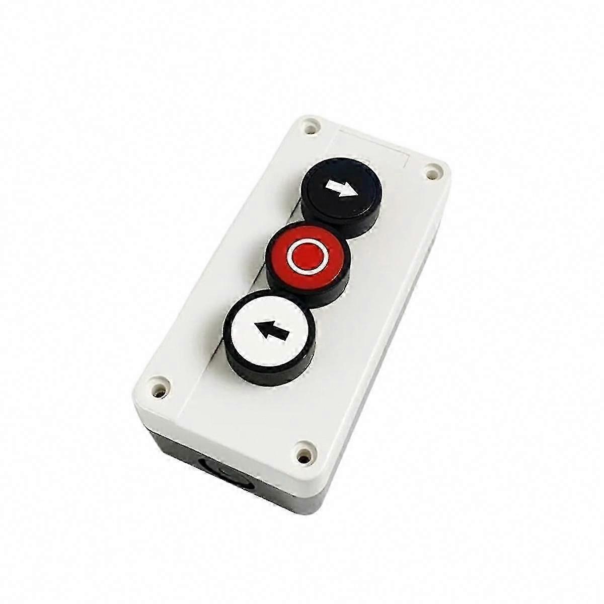 Waterproof 3-Hole Push Button Switch Box 2NO 1NC, Left-Right Stop Electrical Control Station