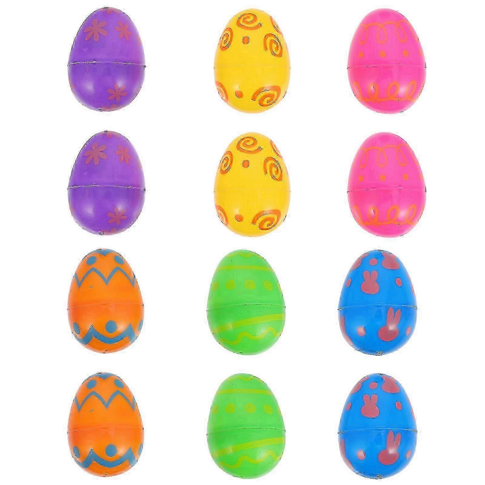 2025 12 Pcs Bright Fillable Plastic Easter Eggs for Party Decor
