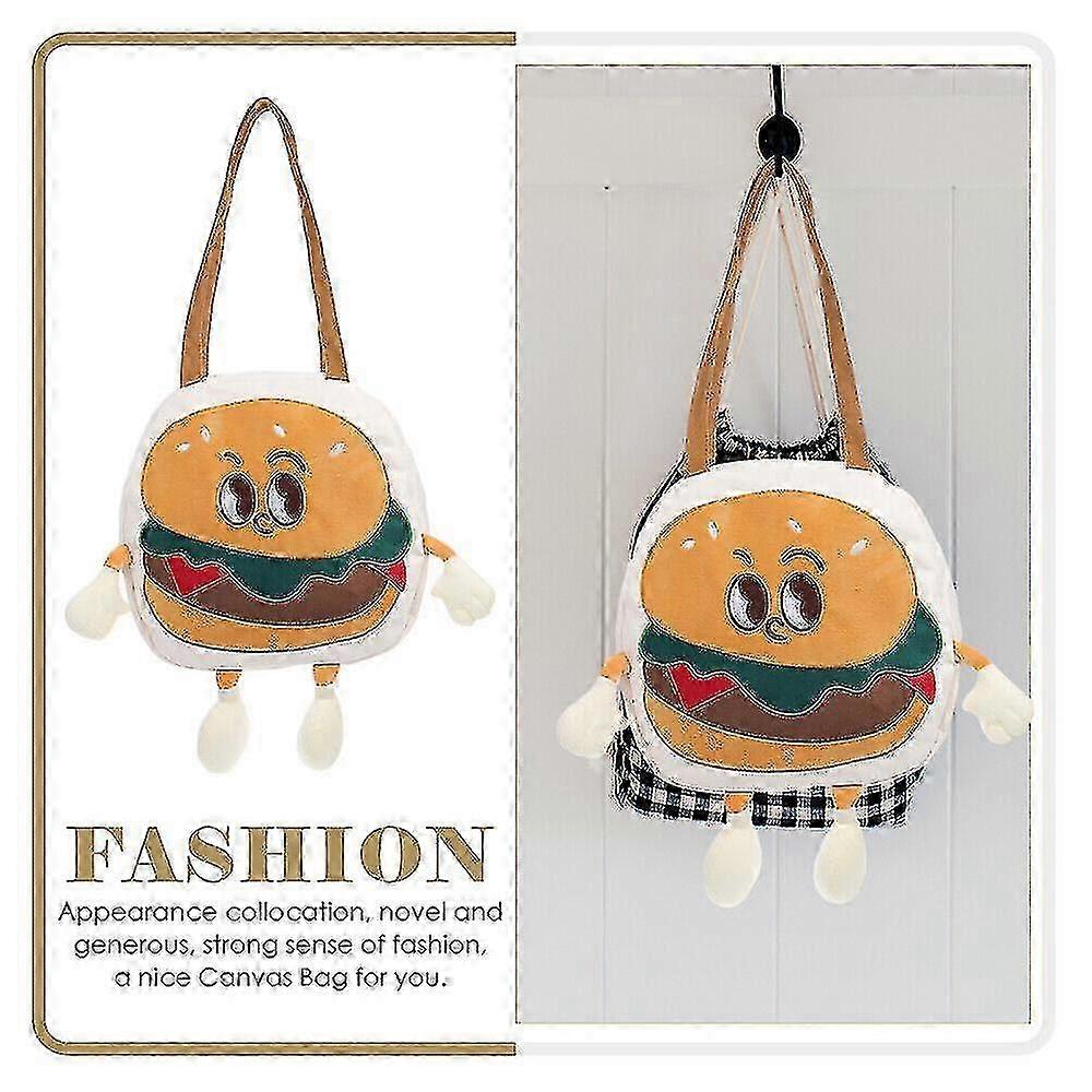 Cartoon Hamburger Tote Funny Casual Hamburger Shopping Tote Leisure...