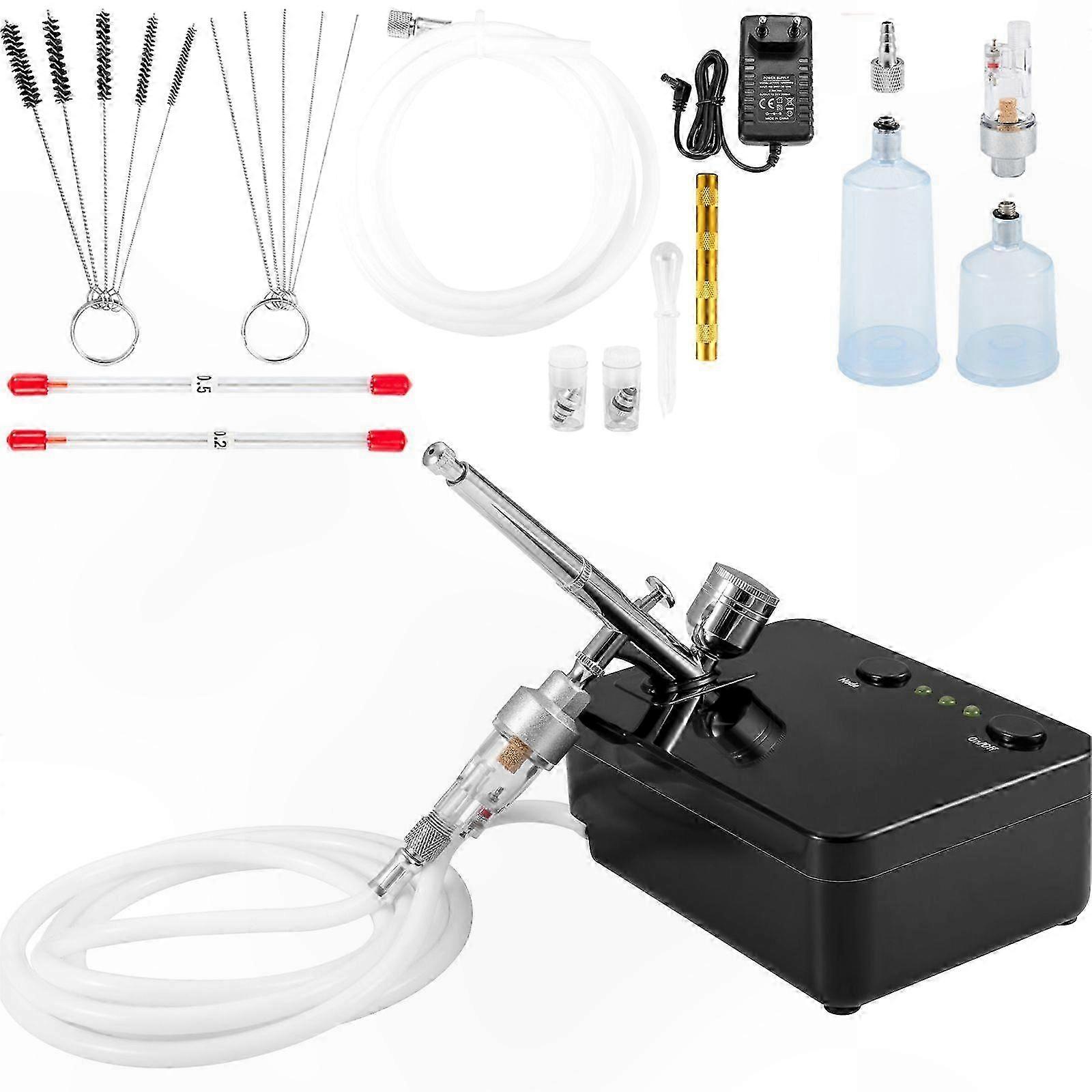 Multi-purpose Gravity Feed Airbrush Kit with Portable Compressor for Model Crafting and Decorative Projects