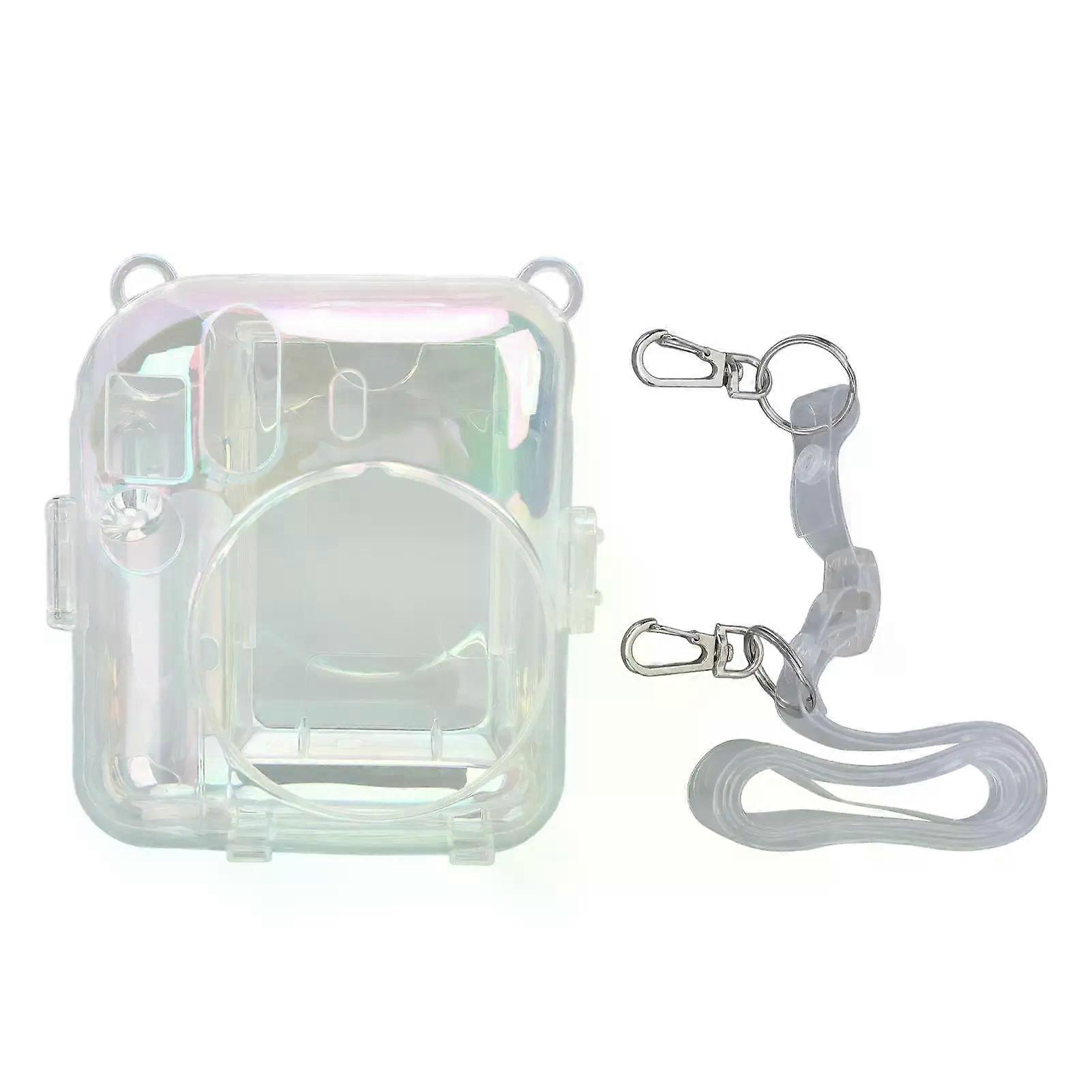 Clear Case for Instax Mini 12 Instant Film Camera with Photo Pocket Holds 10 Films on Back and Adjustable Strap for Outdoor