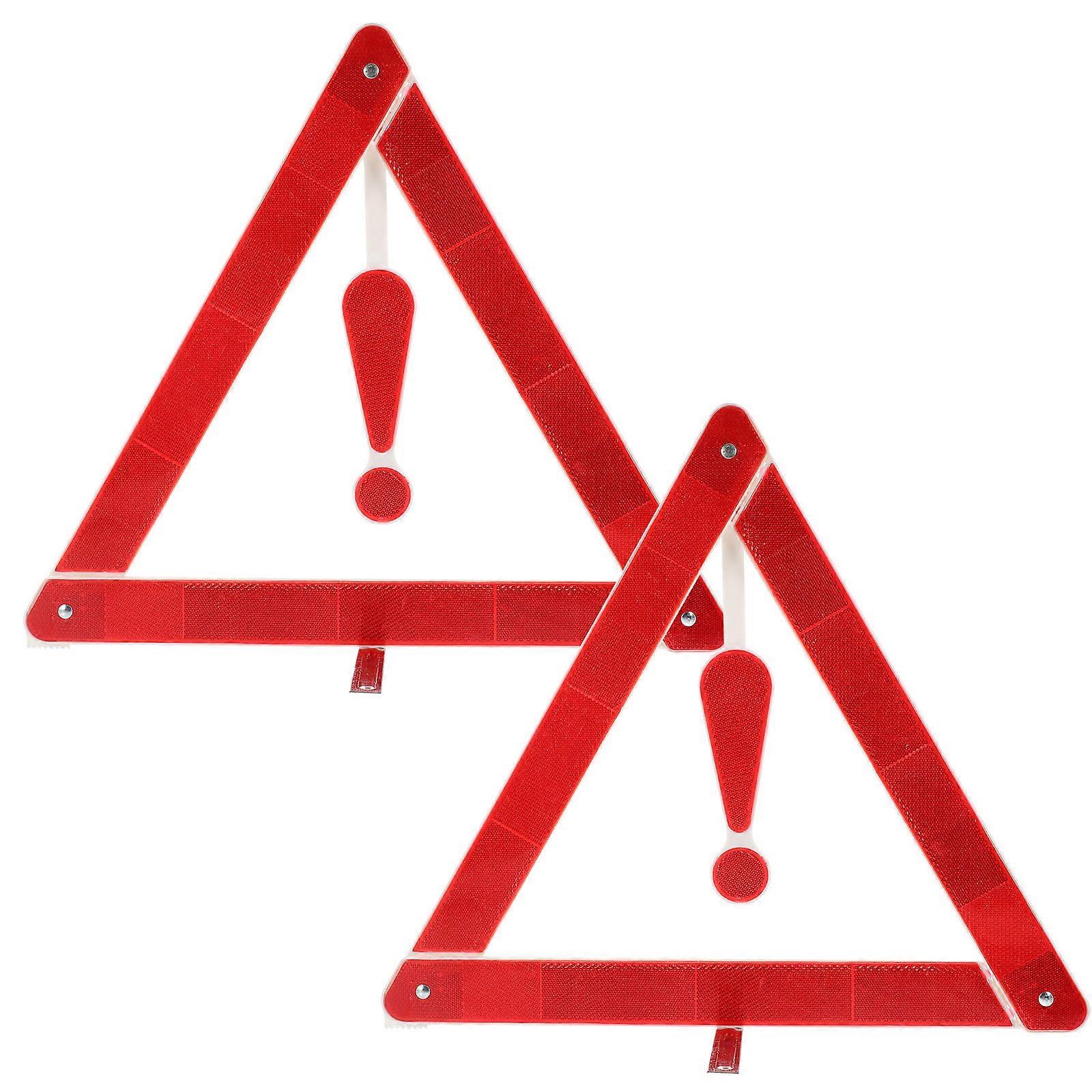 2pcs Car Warning Sign Triangle Road Safety Kit Auto Folding Safety Tripod