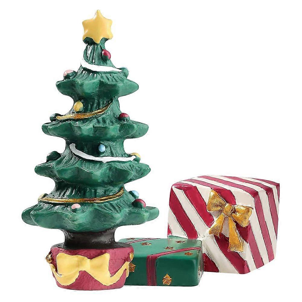Christmas Aquarium Decoration Xmas Tree Box Miniature Resin -Landscape Ornaments for Fish Tank Supp