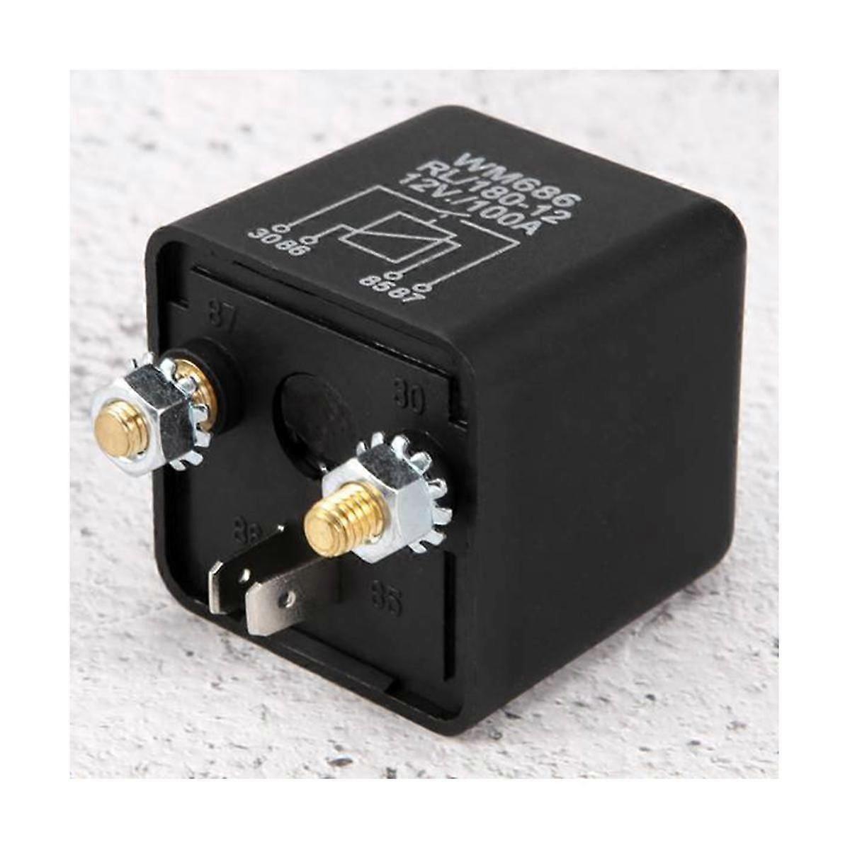 2 Pcs 12V 100Amp 4-Pin Heavy Duty ON/OFF Switch Split Charge Relay for Auto Boat Van Black