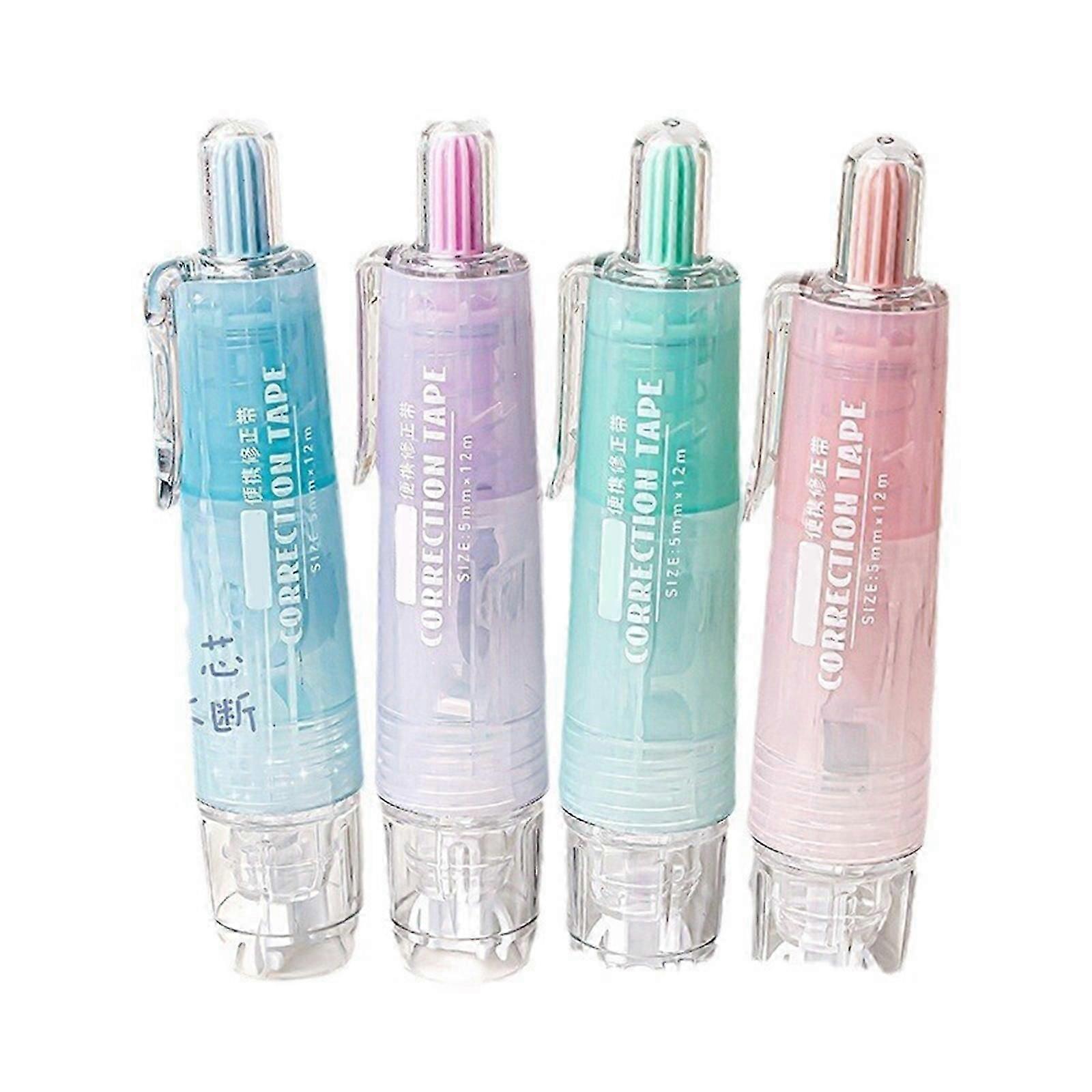 4-Pack 6mm x 5m Correction Tape, 24m Total Quick-Dry White-Out Roller for Writing, Journaling, Notes