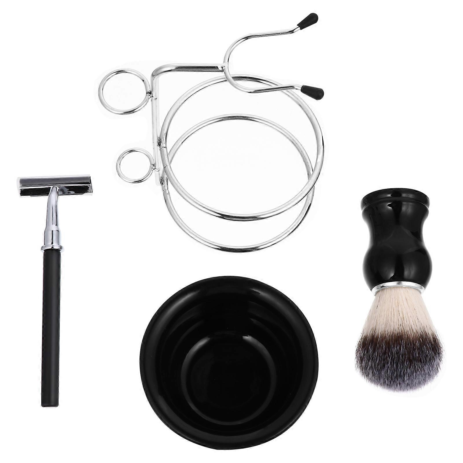 Stainless Steel Beard Brush Set for Men Shaving Kit 4Pcs Included