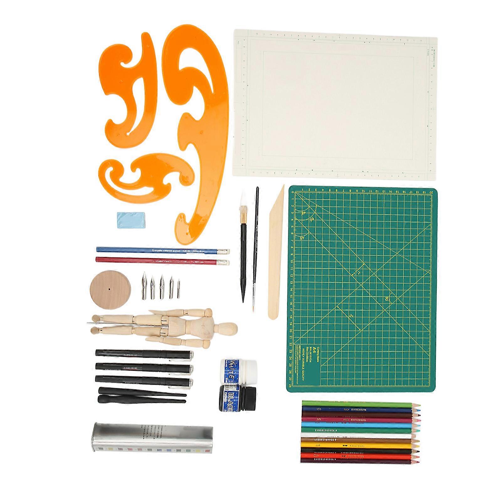 Cartoon Comic Drawing Kit A4 Paper 30 Pages Plastic Alloy Set