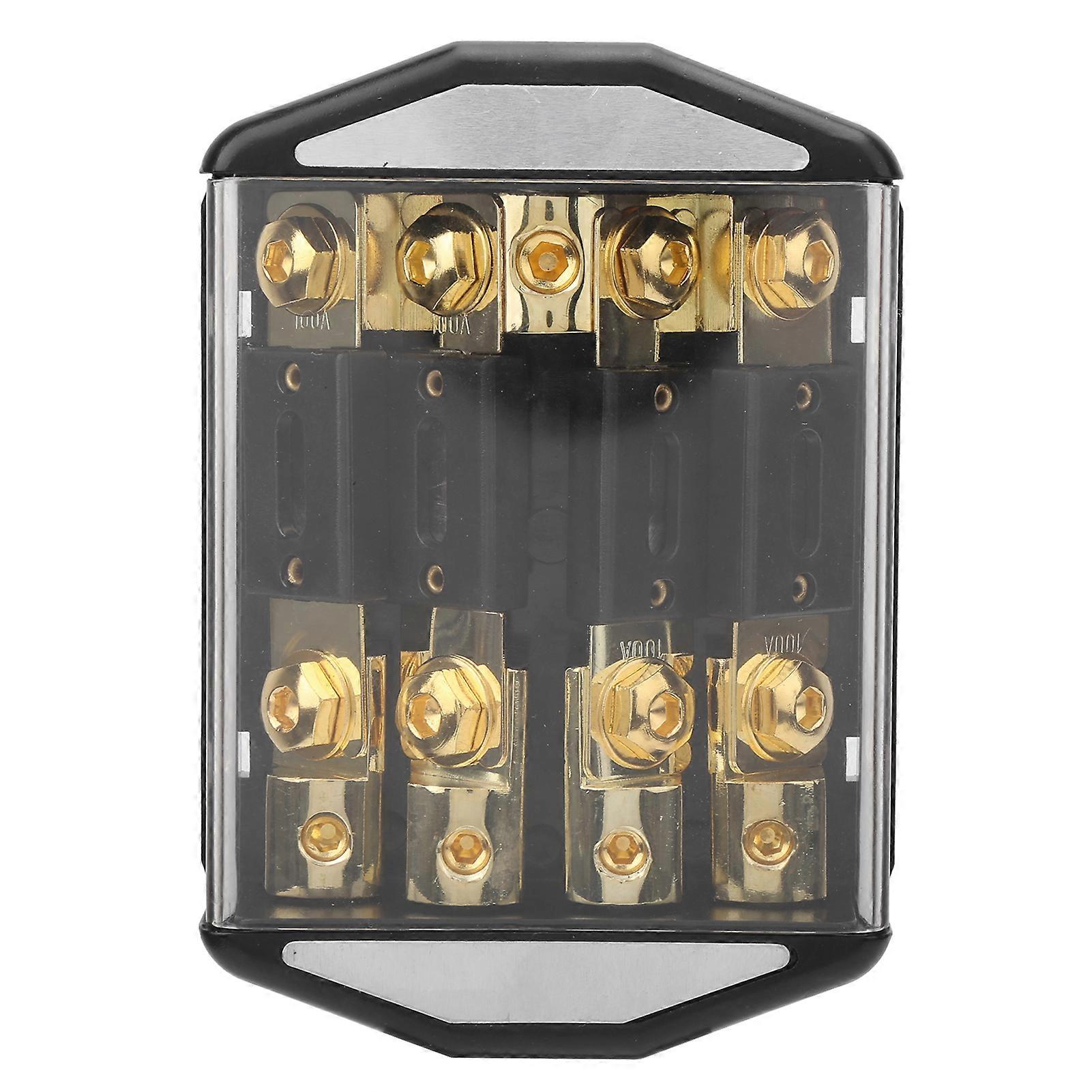 4 Way Fuse Holder Box 1x0GA In 4x4GA Out Distribution Block for Car Yacht Stereo Audio Modification