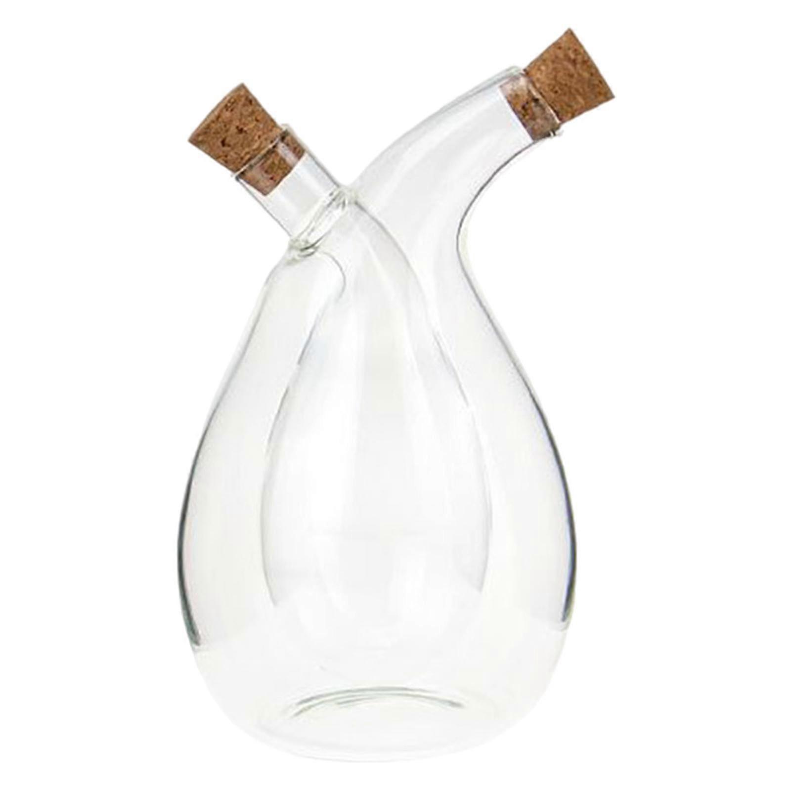 Two Spout Cruet Bottle 2 in 1 Container 9.4cmx14cm Sturdy Hand Blown Glass
