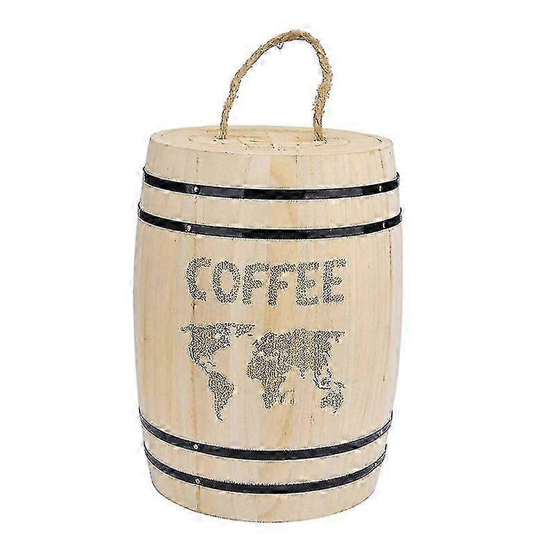 Coffee bean storage container for kitchen - Airtight wooden barrel