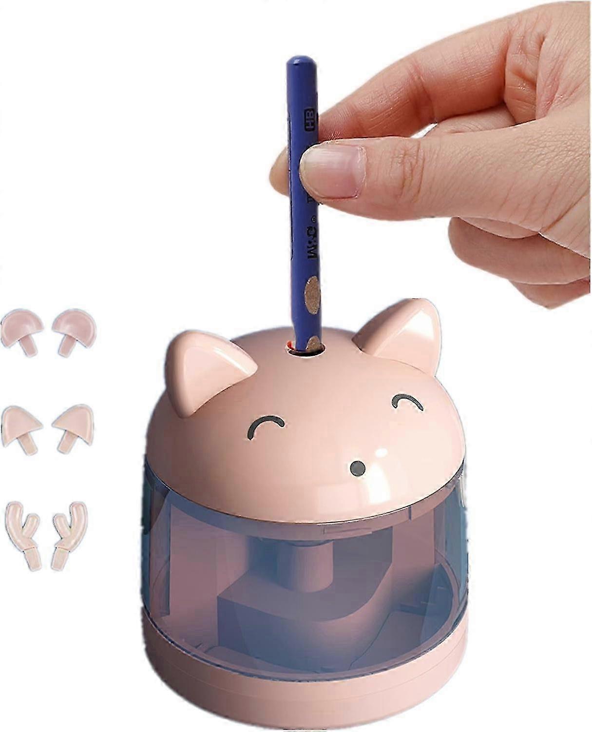 Electric Pencil Sharpener for Kids with Fun Animal Design, Automatic Sharpener for School & Home Use, Pink