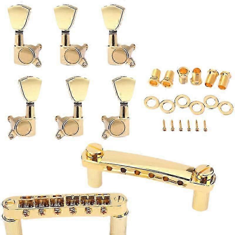 Ein Set Gold String Saddle Tune-o-matic Brücke & Saitenhalter für Gb Lp Style E-Gitarre-haoyi