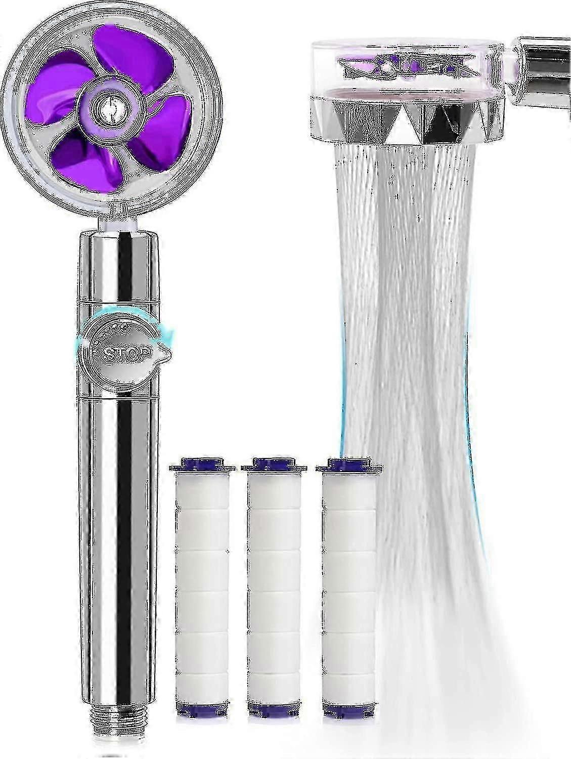Turbo Jet Handheld Shower Head with 3 Replacement Filters, High Pressure Water Saving Showerhead for Bathroom, Easy Installation Blue