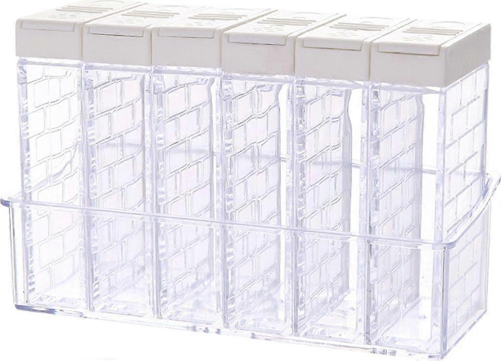 6pcs Spice Box with Tray, Spice Jar, Plastic, Spice Box, Salt and Pepper Spice