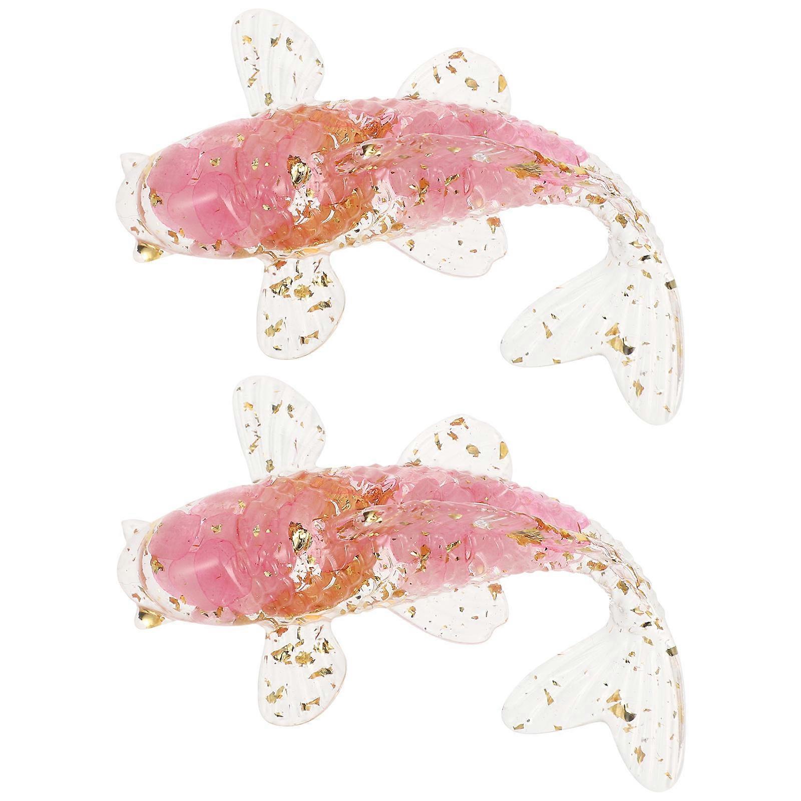 Crystal Fish Figurine Table Fish Decor for Decor 4Pcs Pink Resin Material