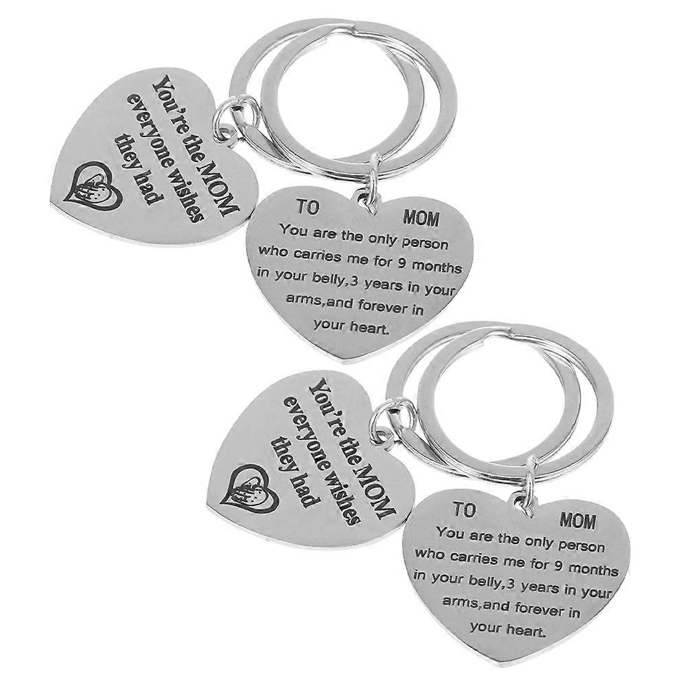 Heart-Shaped Stainless Steel Mother's Day Key Chain Gift Pendant 8Pcs