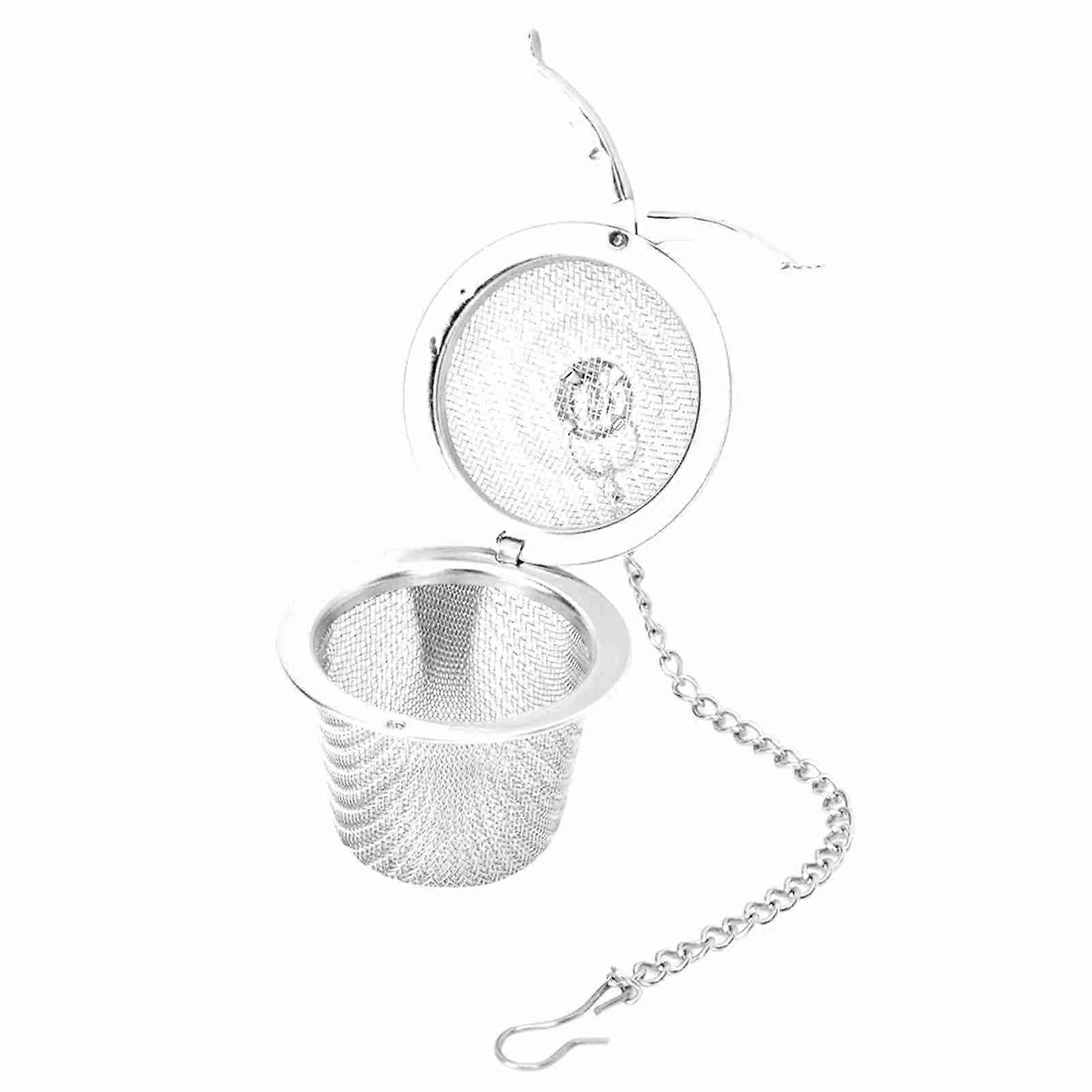 Stainless Steel Tea Strainer Mesh Ball Herbal Spice Filter Soup Infuser with Chain(L)
