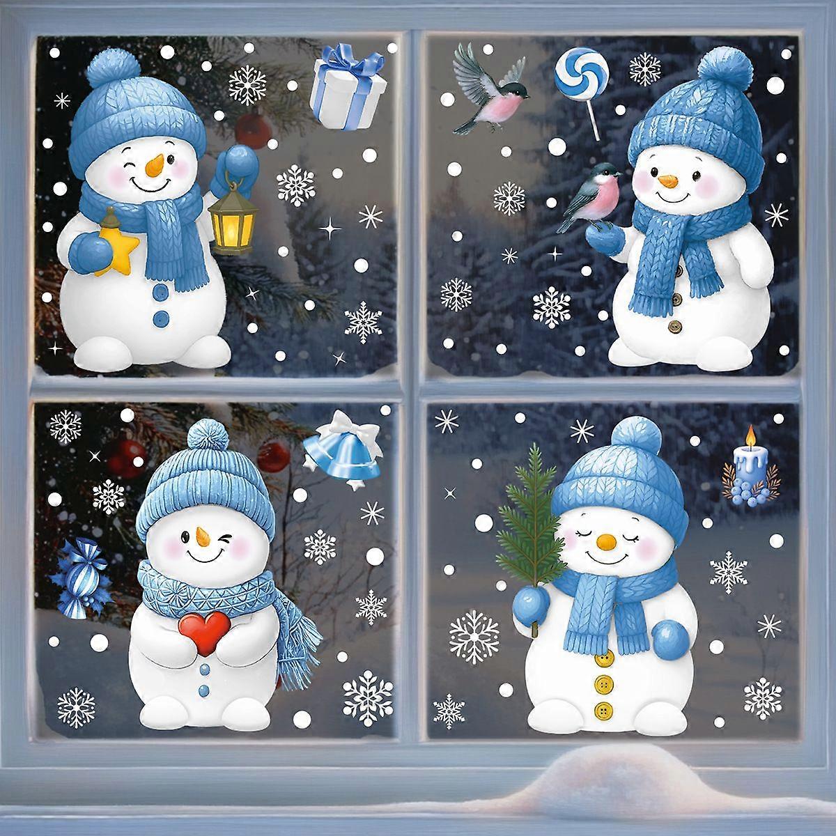 Christmas Decoration Creative Bell Gift Box Snowflake Static Cling Window Stickers Candy Snowman Glass Decals Removable Waterproof