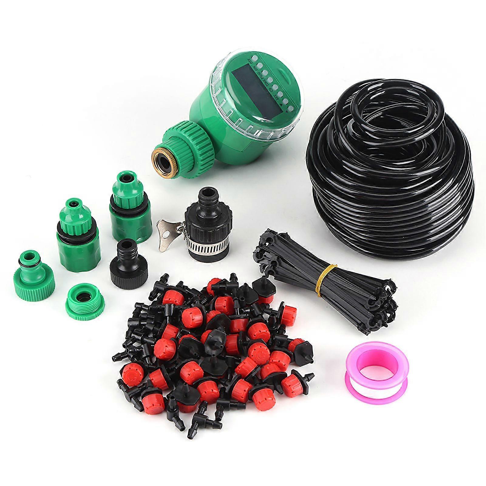 25m Plant Self Watering Garden Hose DIY Micro Drip Irrigation System with Timer Kits