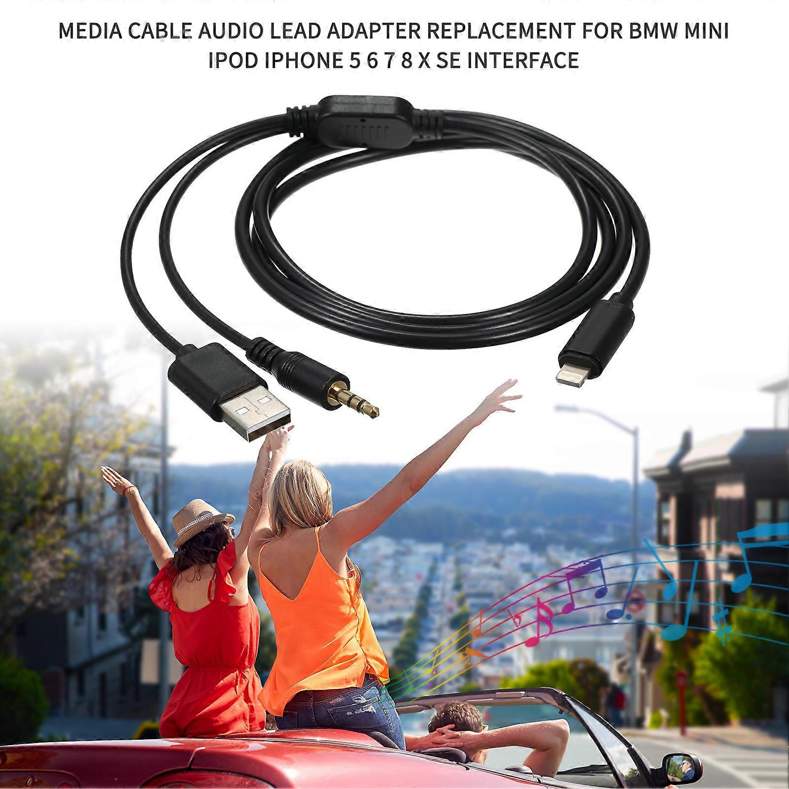 Media Cable o Lead Adapter Replacement for BMW Mini iPod iPhone 5 6 7 8 X SE Interface
