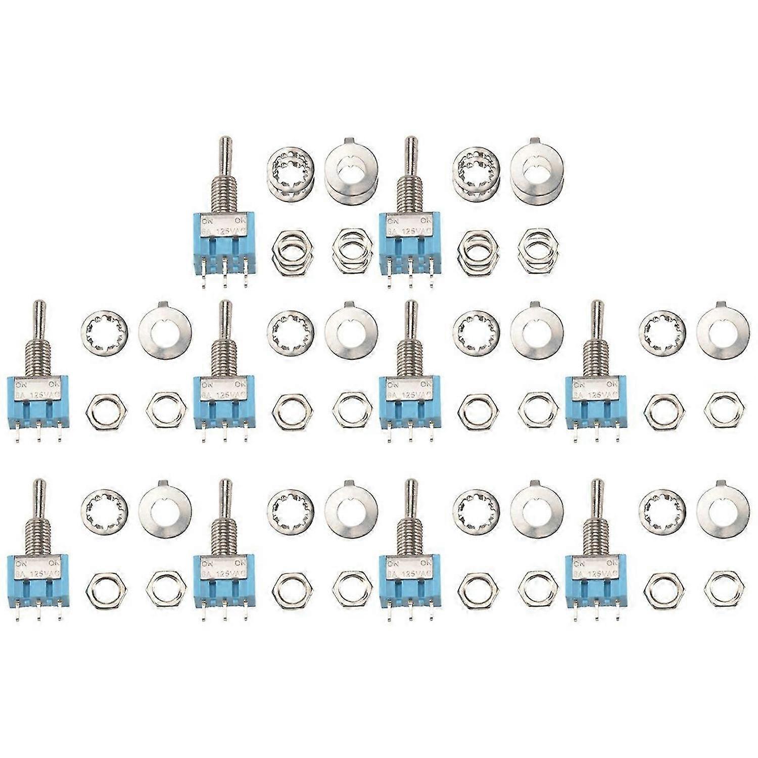 10Pcs SPDT Mini Toggle Switch 3-Pin 2 Position ON/ON Miniature Toggle