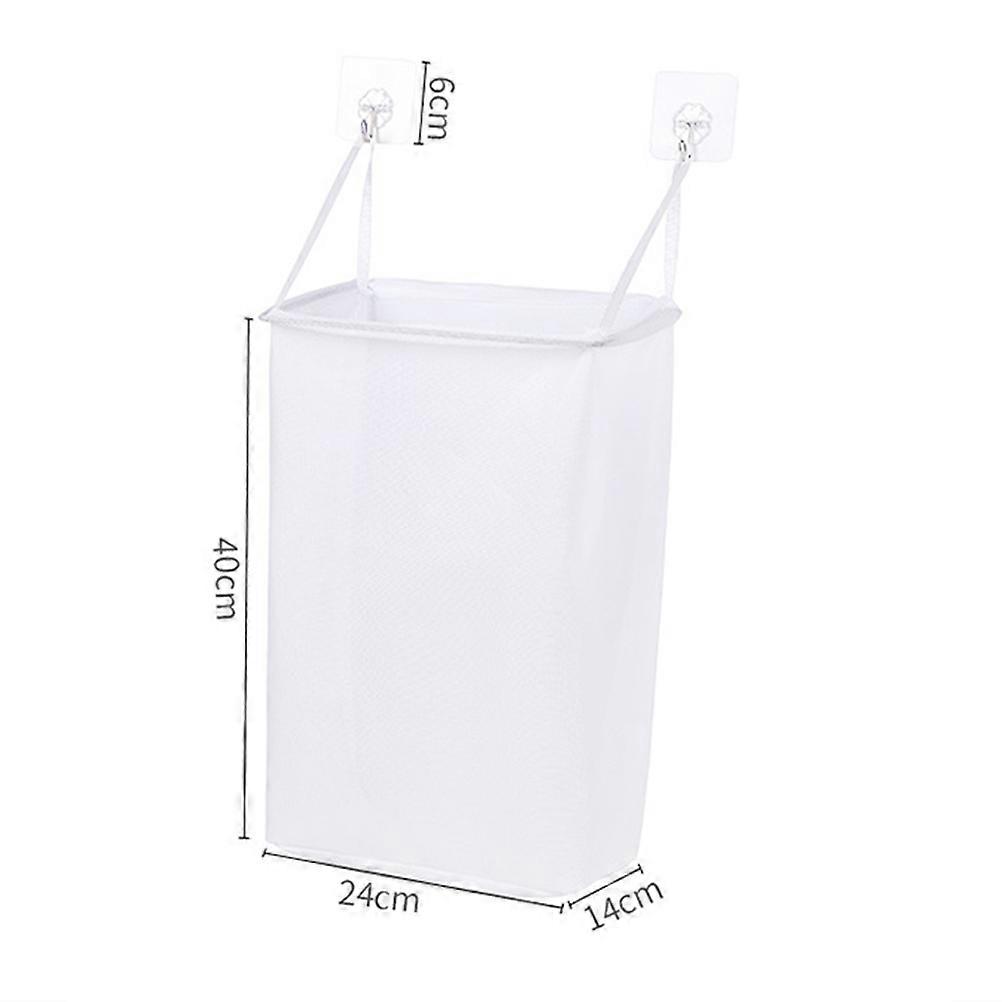 Bathroom Organizer Basket Wall Mount Hanging Storage Organiser Rectangular Shape Self-Adhesive Type White 40x24x14cm 1Pack