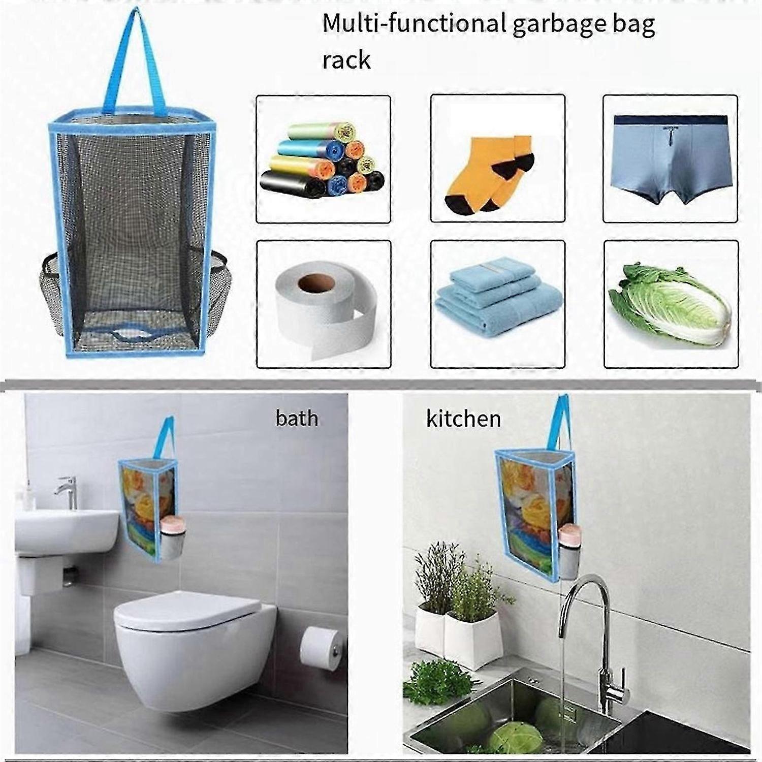 Hanging Breathable Plastic Grid Garbage Bag Blue